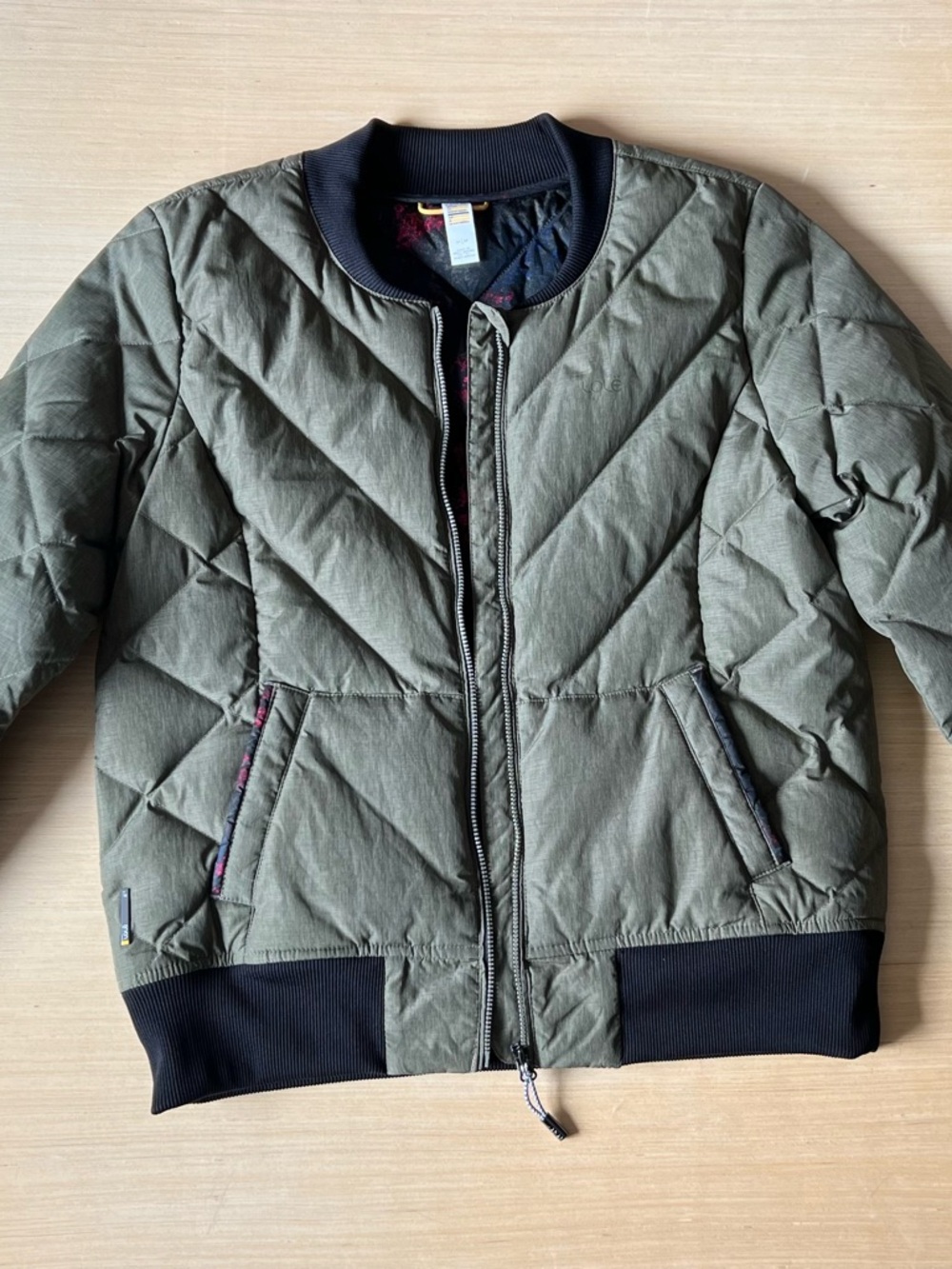 Lole Olive Green Quilted Bomber Jacket